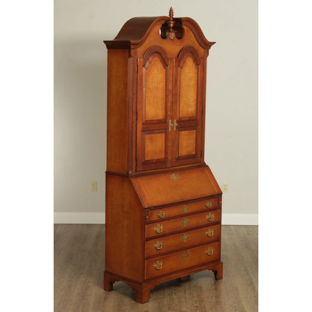 High Quality American Made Cherry & Maple Wood 2 Piece Secretory Desk, Dovetailed Drawers Fitted Bookcase Top