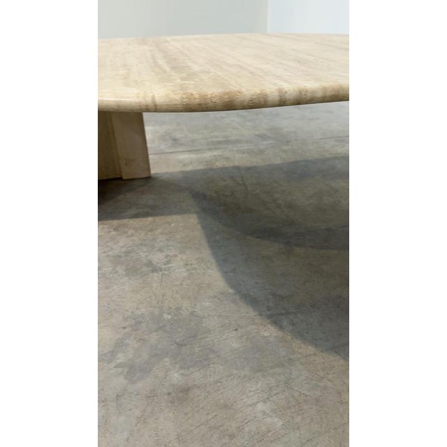 Italian Sculptural Eye-Shaped Coffee Table in Travertine, 1980s For Sale - Image 12 of 13
