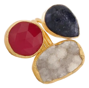 Energized Harmony Ruby, Quartz & Amethyst Adjustable Gemstone Ring, Size 4