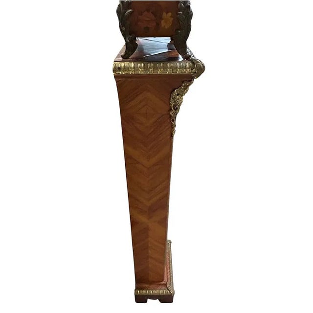 French 1950s French Louis XVI Style Pedestal Marquetry Inlay For Sale - Image 3 of 8