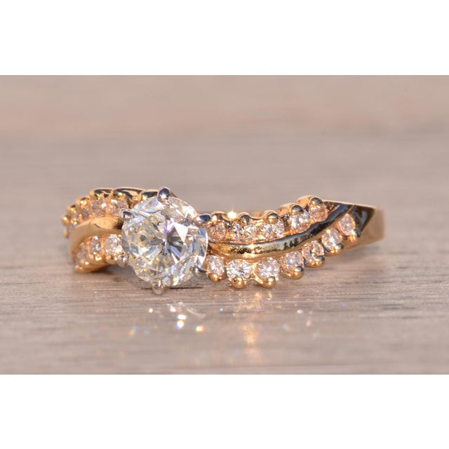 Contemporary The 135th Avenue: Vintage Natural Diamond Engagement Ring in Yellow Gold For Sale - Image 3 of 9