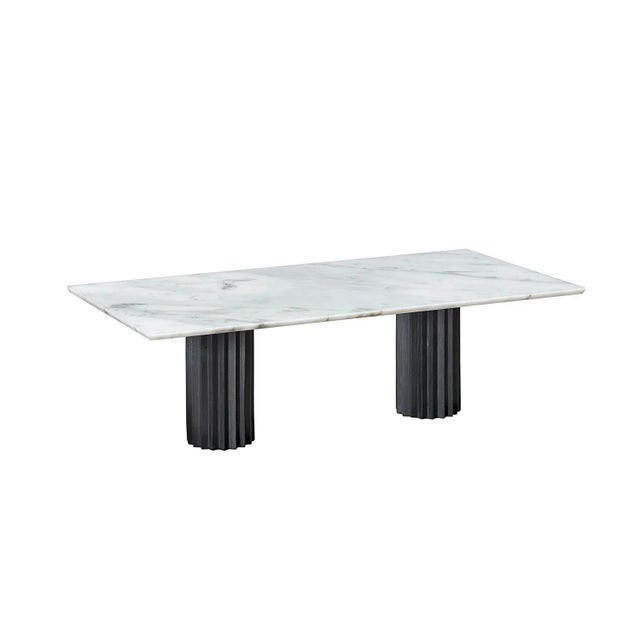 White Carrara Marble & Cast and Blackened Bronze Doris Dining Table by Fred & Juul For Sale - Image 6 of 6