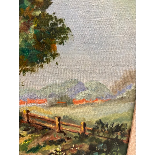 Vintage Oil on Canvas Original Landscape Painting For Sale - Image 4 of 9
