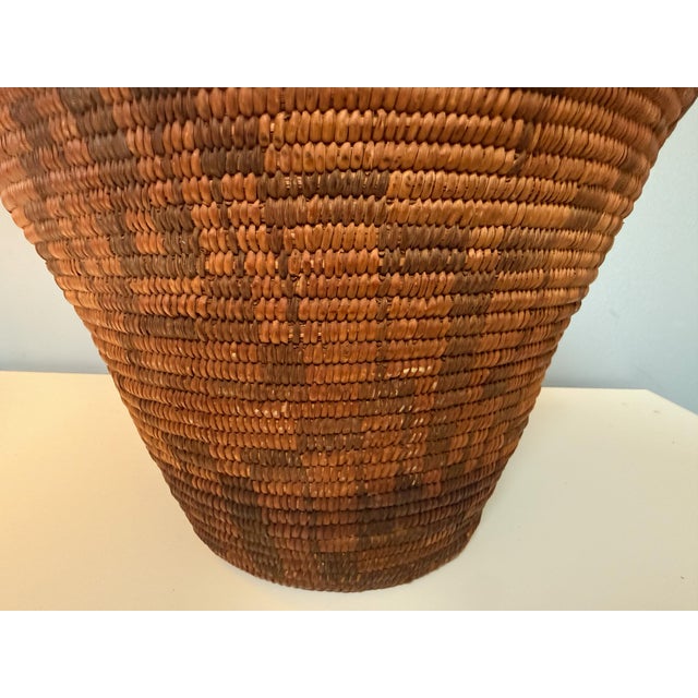 Late 19th Century Antique Western Apache Coiled Storage Basket - 12” Hand Woven in the Style of Native American Art For Sale - Image 5 of 14