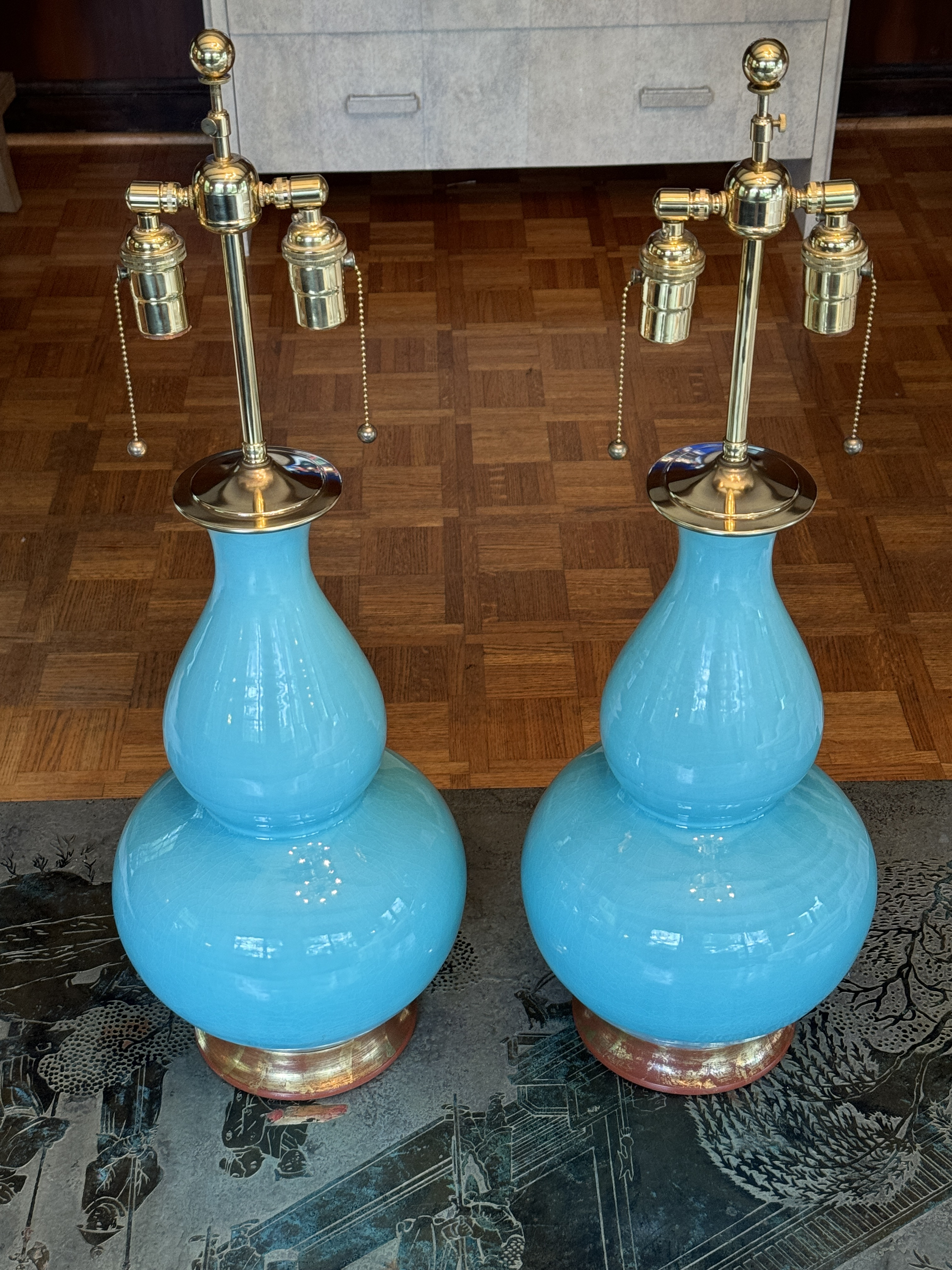 Christopher Spitzmiller Aurora Double Gourd Lamps - a Pair | Chairish