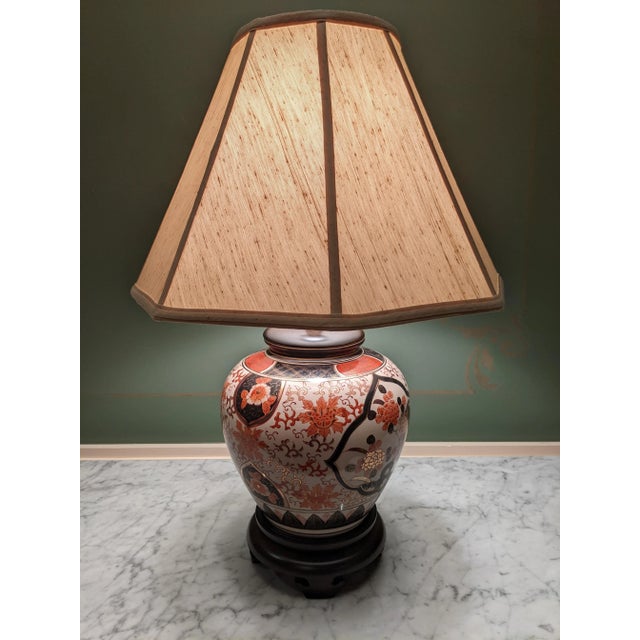 1980s Frederick Cooper Famille Orange Lamp W/Asian Floral Motif For Sale - Image 12 of 12