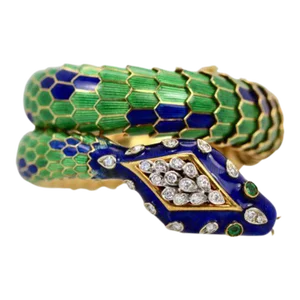 1960s Enamel Articulated Snake Bracelet