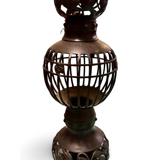 1900 - 1909 Vintage Japanese Bronze Candle Holder For Sale - Image 5 of 7