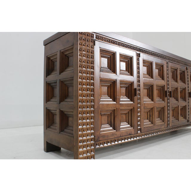 Spanish Brutalist Sideboard in Walnut, 1960s For Sale - Image 6 of 10