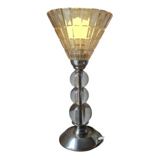 Modernist Lamp in Glass and Metal attributed to Jacques Adnet, 1950s For Sale