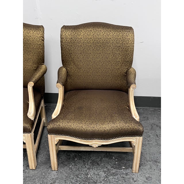 Schnadig Fine Furniture French Provincial Carved Armchairs, Pair For Sale - Image 10 of 12