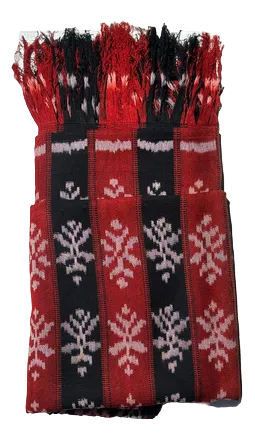 Traditional Indonesian Red and Black Ikat Fabric, Savu Island (Timor)