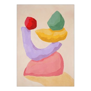 2024, Abstract Modern Shapes Construction of "Garden Sculpture I", Acrylic Painting on Watercolor Paper by Ryan Rivadeneyra For Sale