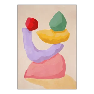 2024, Abstract Modern Shapes Construction of "Garden Sculpture I", Acrylic Painting on Watercolor Paper by Ryan Rivadeneyra