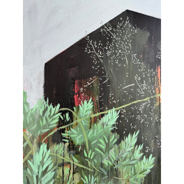 Textile Black House Acrylic Painting on Canvas by Bret Hanson For Sale - Image 7 of 11