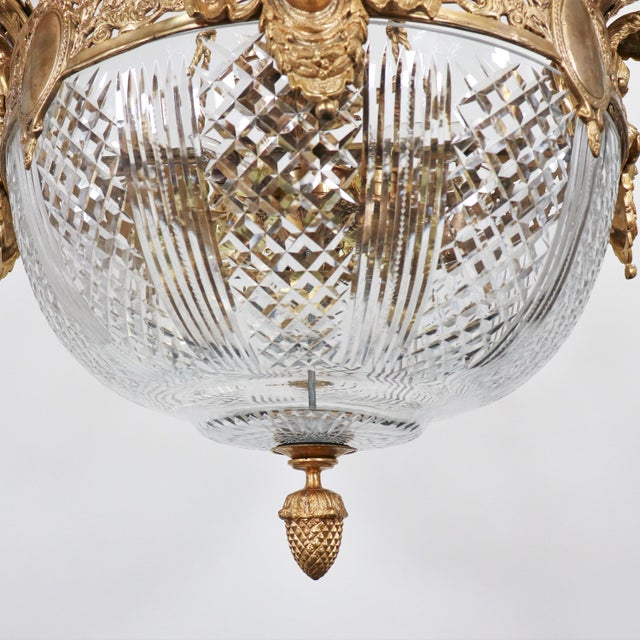 Circa 1900 French Beaux Arts Fire Gilt Bronze and Hand Cut Crystal Chandelier For Sale - Image 15 of 16