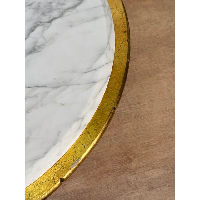 Wood Vintage Hollywood Regency Gold Gilt & Marble Rotating Cocktail Coffee Table For Sale - Image 7 of 9