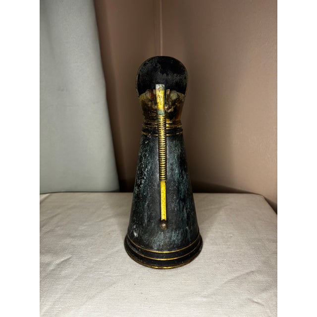 Mid-Century Modern 1950s Dayagi Israel Solid Brass Pitcher Vase MCM Judaica Verdigris Art Deco For Sale - Image 3 of 8