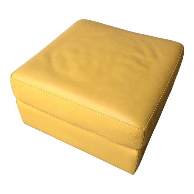 Contemporary Leather Ottoman With Casters. Chairish