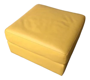 Contemporary Leather Ottoman With Casters.
