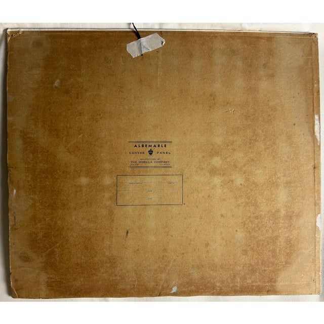 1960s Wooden Boats at the Lake, Oil on Canvas Board, Mid-Century Original For Sale - Image 5 of 5