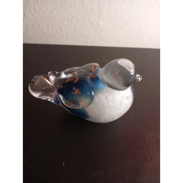 Blue Blue/White Blown Art Glass Gold Aventurine Bird Figurine For Sale - Image 8 of 8