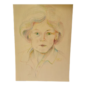 Vintage Color Pencil Drawing "Shirley" Female Portrait 1995 Unframed 12x18 Signed Lardis