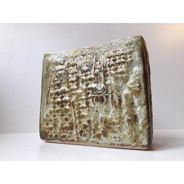 This rectangular stoneware vase was designed by Danish ceramist Jorgen Mogensen (Royal Copenhagen designer) and created in...