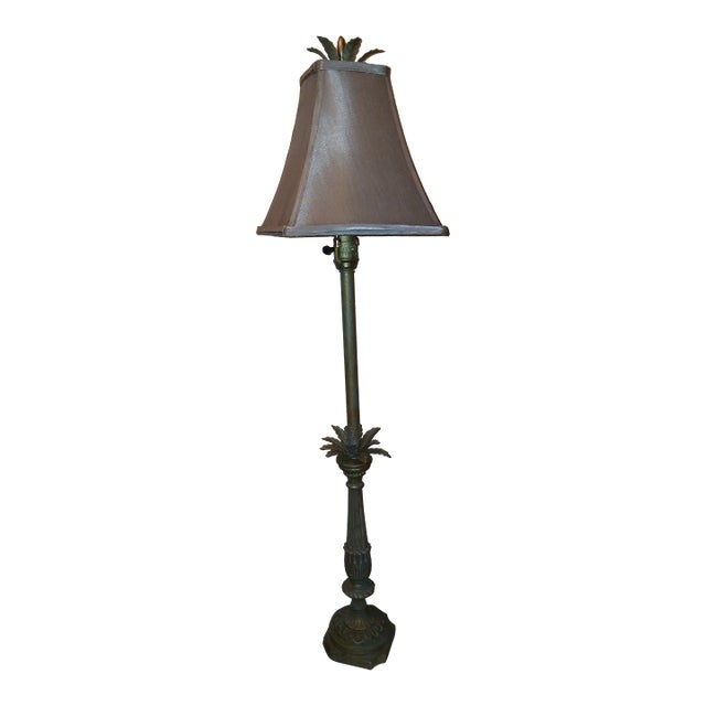 1960s Hollywood Regency Faux Marble Palm Tree Tall Lamp For Sale