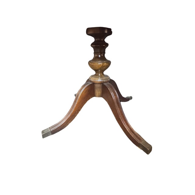 Antique Duncan Phyfe Style Mahogany Drum Center Table With Gold-Tooled Leather Top, Early 20th Century For Sale - Image 11 of 14