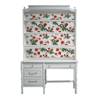 1960s Hollywood Regency Faux Bamboo Desk With Display Hutch by Thomasville - Newly Refinished For Sale
