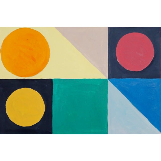 2023 "Primary Tones Geometric Rainbow" Contemporary Abstract Acrylic Painting on Watercolor Paper by Natalia Roman For Sale - Image 4 of 8