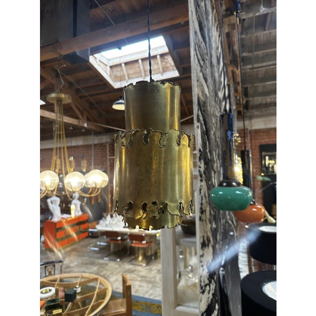 Modern Beautiful Brass Pendant Italy 1950s For Sale - Image 3 of 8