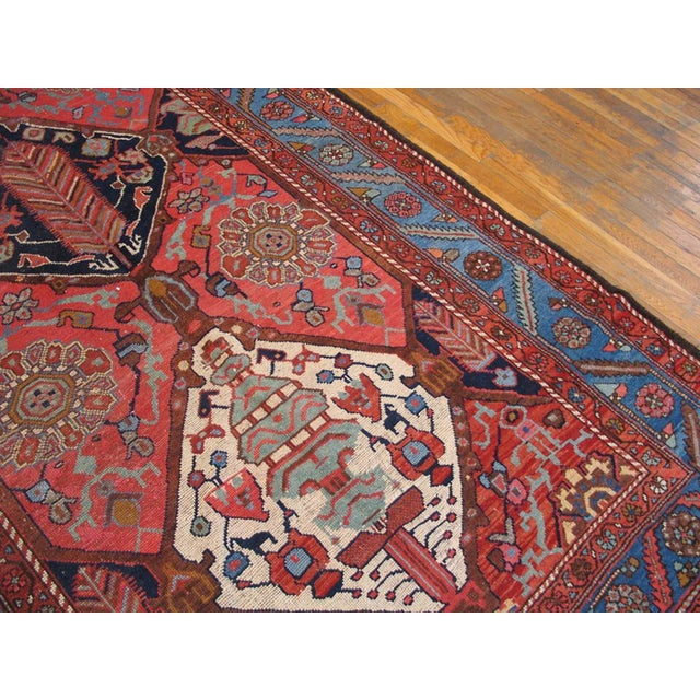 Tribal 1900s Red Geometric Tribal Antique Persian Bakhtiari Rug 5' 3" X 10' 4" Handknotted Wool Carpet For Sale - Image 3 of 5