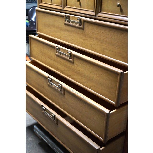 Chinoiserie 1960s American of Martinsville Mid-Century Highboy Dresser With Chinoiserie Style For Sale - Image 3 of 18