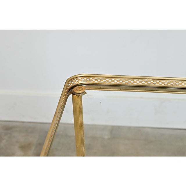 French Vintage Brass & Glass Trolley Serving Cart For Sale In Baton Rouge - Image 6 of 11