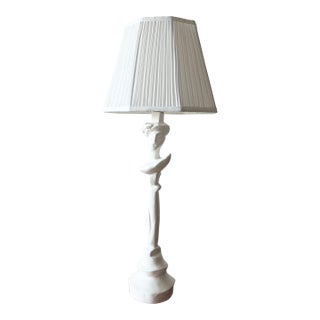 20th Century Diego Giacometti Style Plaster Figure Table Lamp For Sale