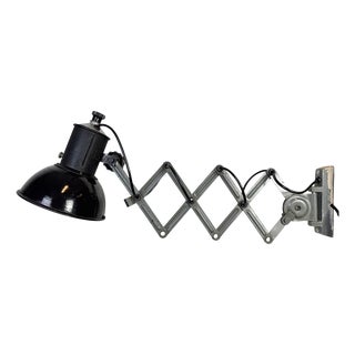 Industrial Black Enamel Scissor Wall Lamp, 1950s For Sale