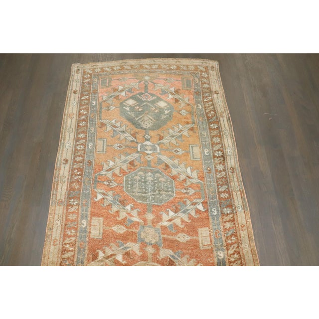 Traditional Early 20th Century Zabihi Collection Apricot Persian Runner - 3'8" x 12'5" For Sale - Image 3 of 12