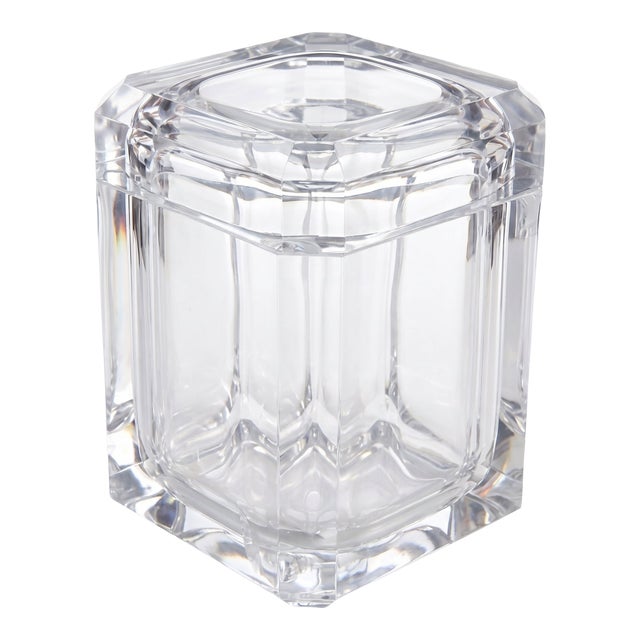 1970s Alessandro Albrizzi Faceted Lucite Ice Bucket With Rotating Lid For Sale
