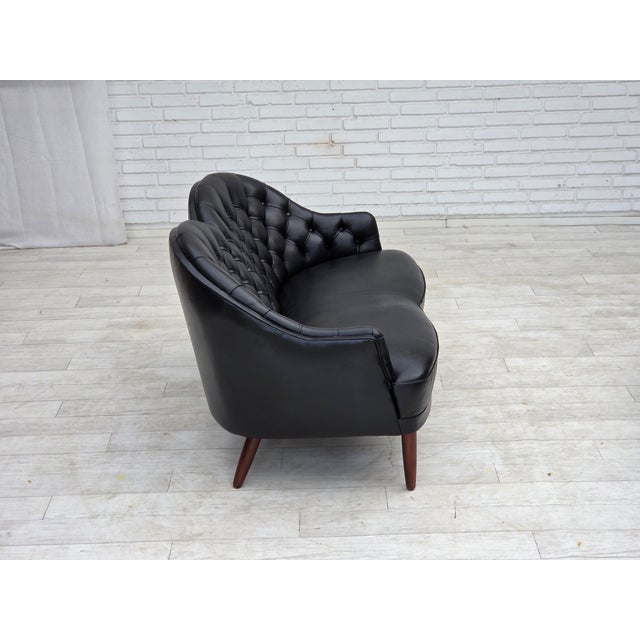 Scandinavian Sofa in Black Furniture Leather, 1960s For Sale - Image 13 of 18