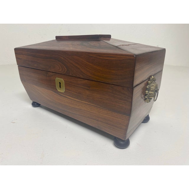 Antique Mid 19th Century Rosewood Tea Caddy. For Sale In Philadelphia - Image 6 of 12