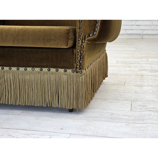 Vintage Danish Chair in Green Furniture Velour and Ash, 1970s For Sale - Image 9 of 13