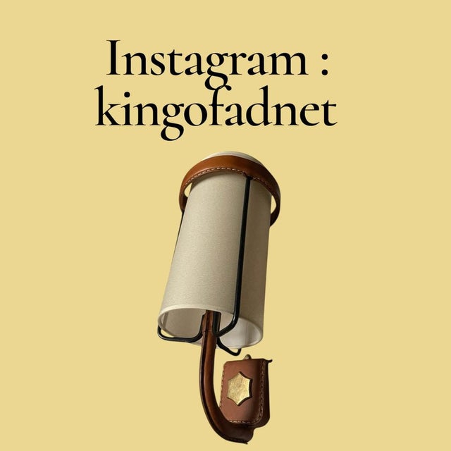 Stitched Leather Sconces by Jacques Adnet, 1950s, Set of 2, in Good conditions. Designed 1950 to 1959 I have official...