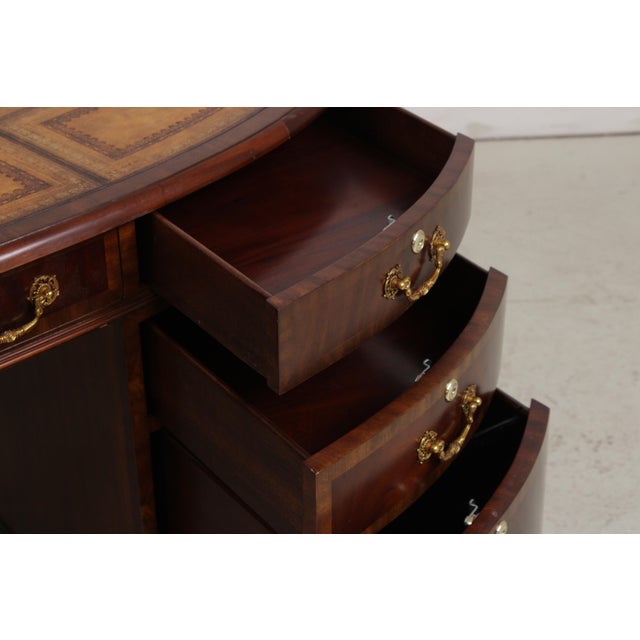 Wood Maitland Smith Leather Top Oval Partners Desk For Sale - Image 7 of 18