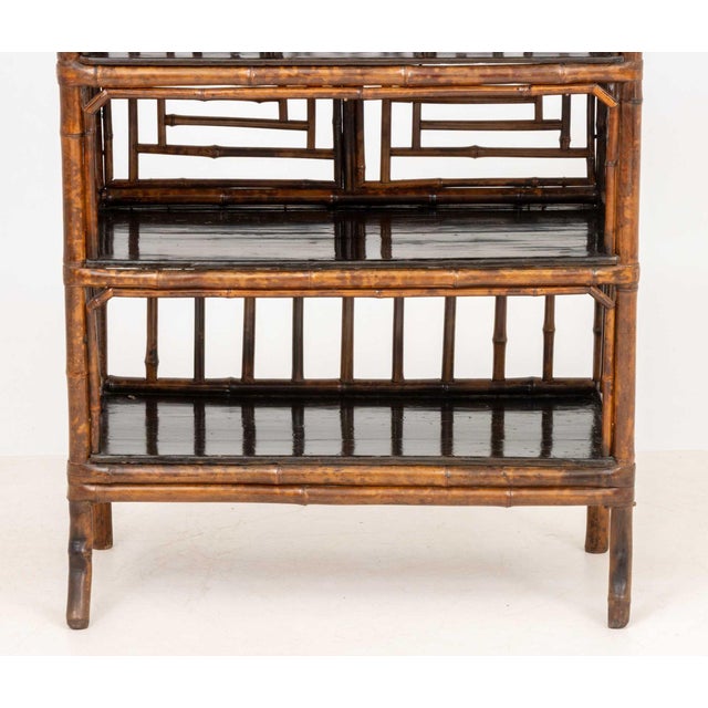 19th Century Aesthetic Movement Chinoiserie Bamboo and Elm Etagere, 19th Century For Sale - Image 5 of 12