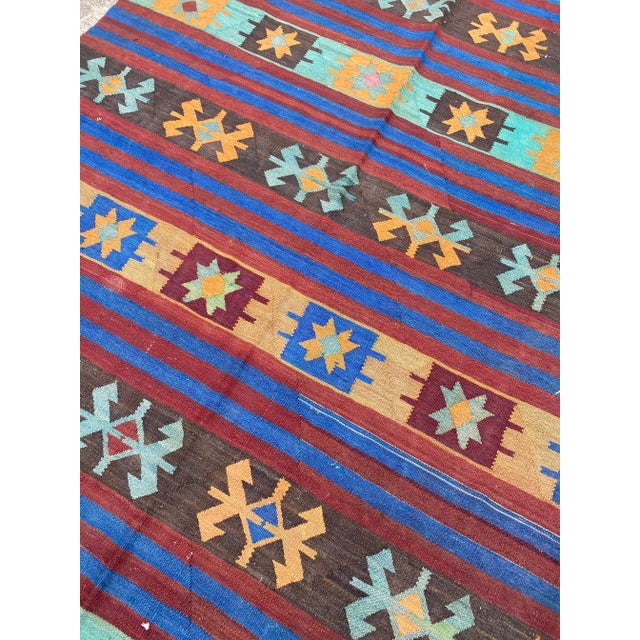 Vintage Geometric Pattern Kilim Rug For Sale - Image 4 of 9