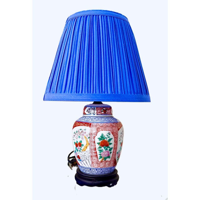Imari Porcelain Vintage Imari Porcelain Lamp With Shade For Sale - Image 4 of 12