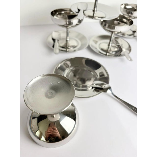 Vintage Italian Stainless Steel Dessert Coupe Set, 1980s, Set of 18 For Sale - Image 4 of 8