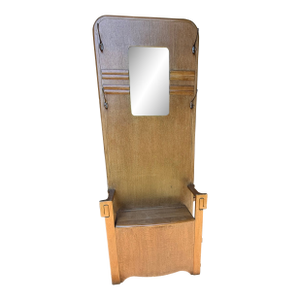 1930s Arts & Crafts Hall British Tree With Mirror and Storage Bench by Harris Lebus